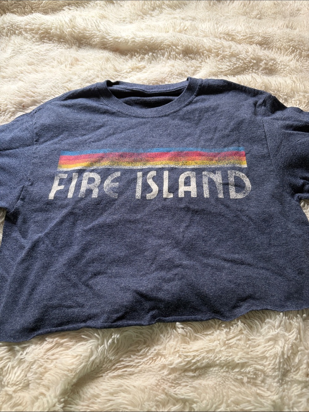 MV Sport Navy Short Sleeve Tee with Rainbow Stripe - Fire Island Graphic